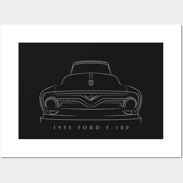 1955 Ford F-100 Pickup - front stencil, white Wall Art by mal_photography